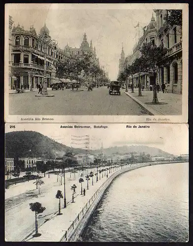 2 Ansichtskarte Rio de Janeiro Avenida Rio Branco Beira-mar Botafogo 1910 1915