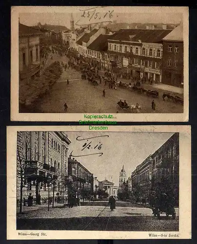 2 Ansichtskarte Wilna Vilnius Litauen 1916 Feldpost Georg Straße Jerska FP 166