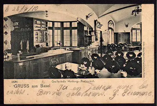 Ansichtskarte Basel Greifenbräu Horburg Restaurant 1910