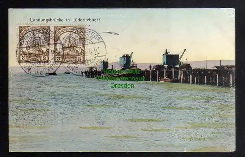 Ansichtskarte Deutsch Südwestafrika DSW Landungsbrücke in Lüderitzbucht Ladekräne
