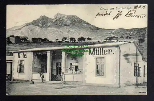 Ansichtskarte DSW Okahandja 1906 Hotel Müller Feldpost