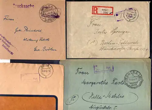 B405 13x SBZ Brief Karte Ganzsache Gebühr bezahlt 1945 Gotha 1945 1946 Drogerie