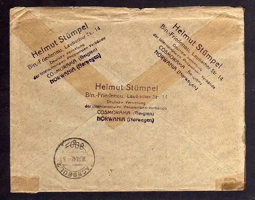 B1006 Brief 2x 966 MeF Einschreiben Berlin Friedenau nach Radebeul + US Zensur