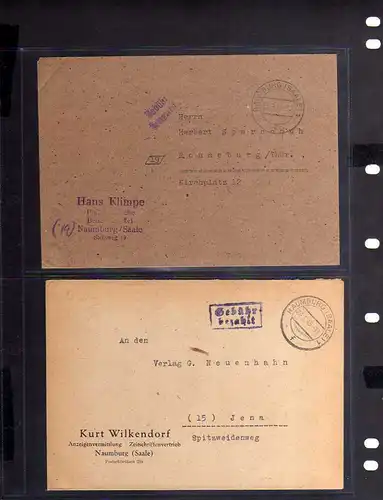 B607 6x SBZ Brief Karte Gebühr bezahlt 1945 Namburg nach Gröditz Cossebaude Ronn
