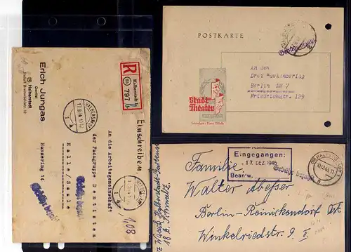 B447 11x SBZ Brief Karte Gebühr bezahlt 1945 Halberstadt Einschreiben 1,08 Denti