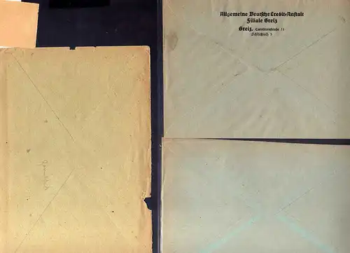 B415 3x SBZ Brief Gebühr bezahlt 1945 Greiz Chemische Fabrik Dölau ADCA Zirnite