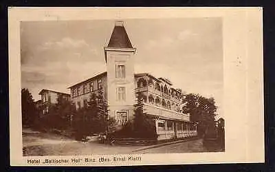 Ansichtskarte Binz Hotel Baltischer Hof Ernst Klatt 1927
