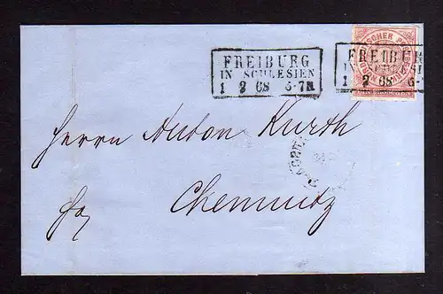 V235 NDP Faltbrief 1868 Freiburg in Schlesien