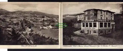 Klapp Karte Reklame  Hotel Pension Wilhelmshöhe Hain Riesengebirge u 1925