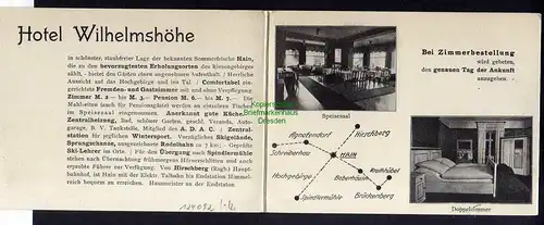 Klapp Karte Reklame  Hotel Pension Wilhelmshöhe Hain Riesengebirge u 1925
