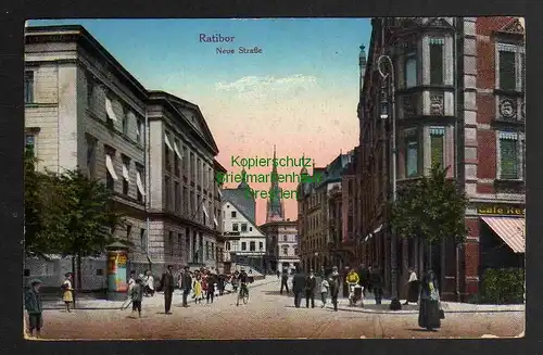 Ansichtskarte Ratibor Schlesien Neue Straße Cafe um 1915