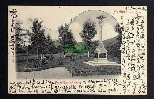 Ansichtskarte Maribor Marburg an der Drau 1902 Franz Josef Anlagen Denkmal