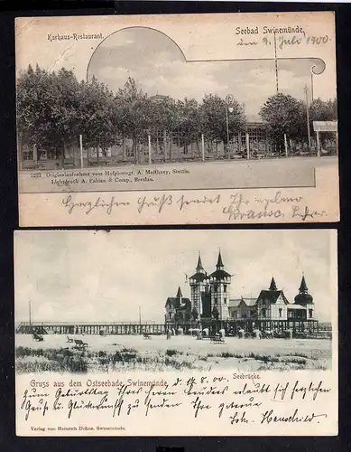 2 Ansichtskarte Swinemünde 1900 Kurhaus Restaurant Seebrücke