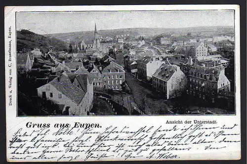 Ansichtskarte Eupen Ansicht der Unterstadt 1906