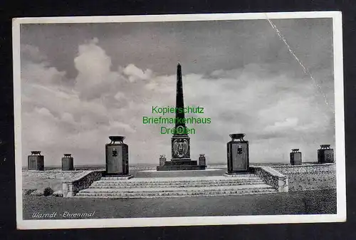 Ansichtskarte Warndt Ehrenmal Denkmal 1940