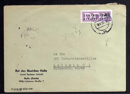B2298 DDR ZKD 7 Brief Rat des Bezirkes Halle Saale 1956