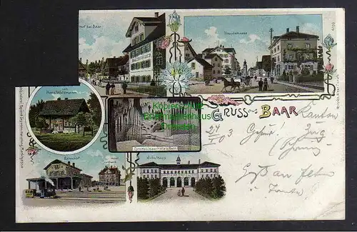 Ansichtskarte Baar Zug 1903 Litho Schule Bahnhof Hauptstrasse