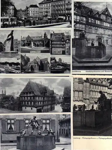 6 Ansichtskarte Braunschweig Alte Waage Hafen Gildehaus Dom Weihestätte Mumme Haus E
