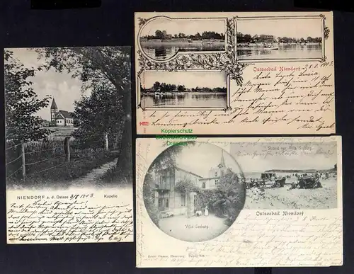 3 Ansichtskarte Niendorf Ostsee Timmendorfer Strand 1903 Villa Seeburg Kapelle