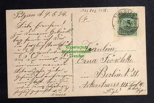 Ansichtskarte Polgsen Kreis Wohlau molkerei Brennerei 1924 Schloss Warenhandlung