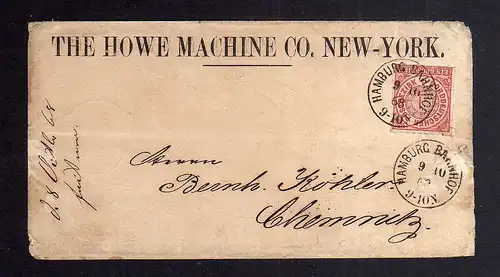 B2702 NDP sehr schöner Vordruckbrief THE HOWE MACHINE CO. New York 1868 Chemnitz