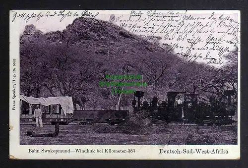 Ansichtskarte DSW Deutsch Südwestafrika Bahn Swakopmund Windhuk Kilometer 383