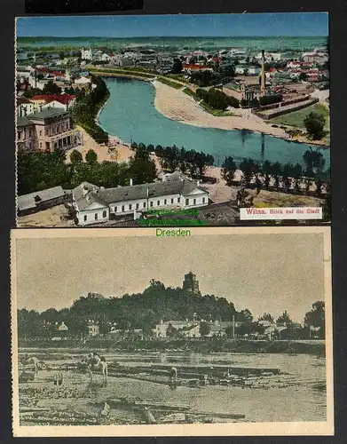 2 Ansichtskarte Vilnius Wilna Litauen 1917 Panorama 1918 Der Schlossberg