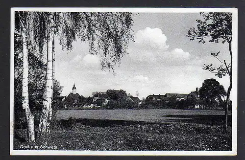 Ansichtskarte Schweta über Oschatz 1938 Dorf Kirche Landpoststempel