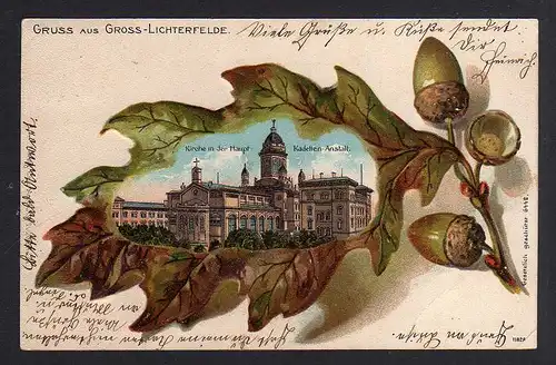 Ansichtskarte Berlin Gross Lichterfelde Kadetten Anstalt um 1900 Eichenblatt Litho