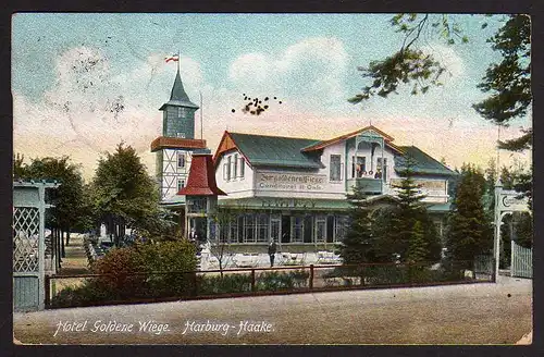 Ansichtskarte Harburg Haake 1912 Hotel Goldene Wiege Cafe