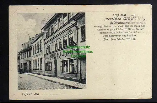 Ansichtskarte Erfurt 1912 Gast und Logirhaus Deutscher Michel Hospitalstr. 33