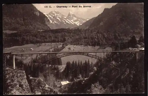 Ansichtskarte Charmey Pont du Javroz Brücke Berge 1912