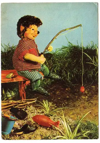 Ansichtskarte Kinderfernsehen d. DDR Igel Angler Angeln