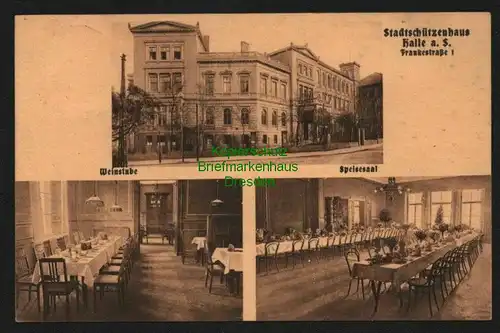 Ansichtskarte Halle Saale 1922 Stadtschützenhaus Frankenstraße Weinstube Speisesaal