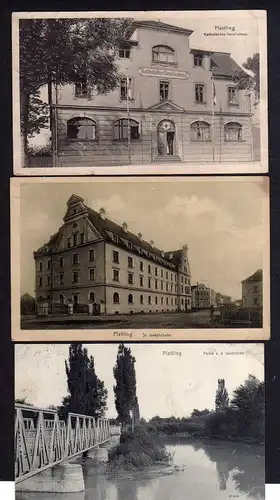 98556 3 AK Plattling Katholisches Vereinshaus St. Josephsheim Isarbrücke 1911