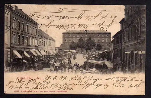 86017 AK Gussew Гусев Gumbinnen Wochenmarkt 1904