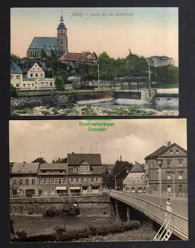 131922 2 AK Penig Bade Anstalt an der Stadtkirche Wehr 1908 Muldenbrücke 1971
