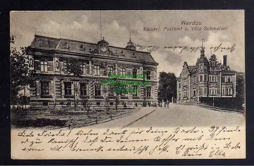 128172 AK Werdau Kaiserl. Postamt Villa Schmelzer 1901