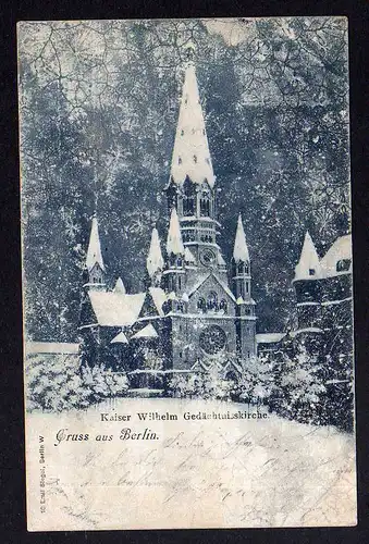 94061 AK Berlin Kaiser Wilhelm Gedächtniskirche 1899 Winterbild Berliner Packet