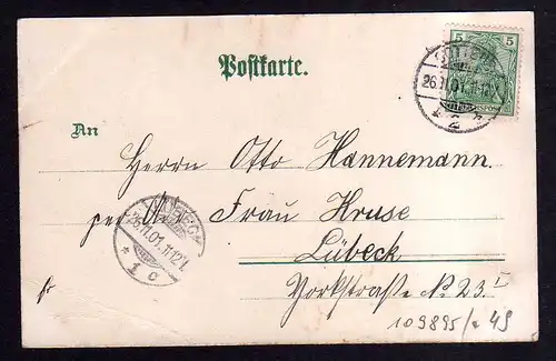 109895 AK Cottbus 1901 Winterlitho Landgericht Amtsturm Berlinerstrasse Webschul