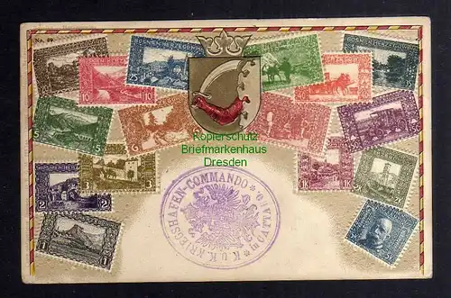 129756 AK Philatelie Postkarte Barbados Wappen geprägt um 1910