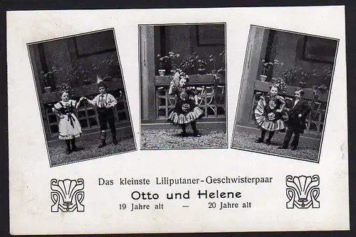 37330 AK Liliputaner Geschwister Otto und Helene um 1910