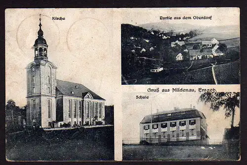 35810 AK Mildenau Erzg. Schule Kirche Oberdorf um 1910