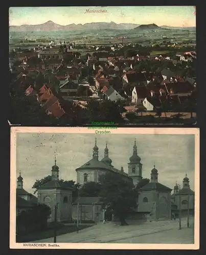 144204 2 AK Mariaschein Bohosudov Graupen Krupka Panorama 1909 Basilika 1925