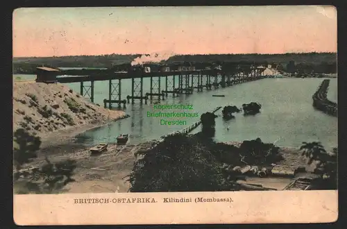 147144 AK Britisch Ostafrika Kilindini Mombassa Eisenbahnbrücke Deutsche Seepost