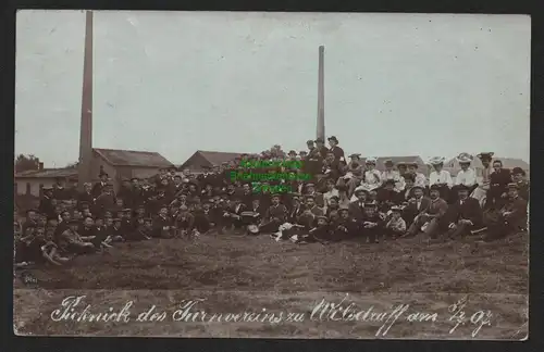 147142 AK Fotokarte Wilsdruff 1907 Picknick des Turnvereins