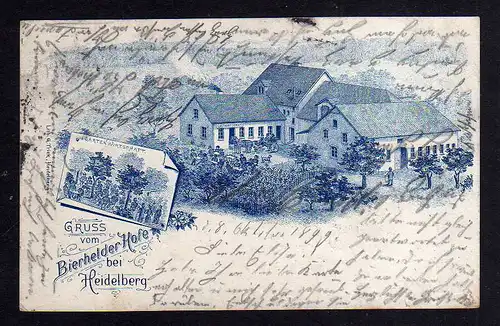 99851 AK Gruss vom Bierhelder Hofe bei Heidelberg Gartenwirtschaft Gasthaus 1899