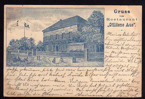 81674 AK Restaurant Gasthaus Güldene Aue b. Meissen Vorläufer 1898