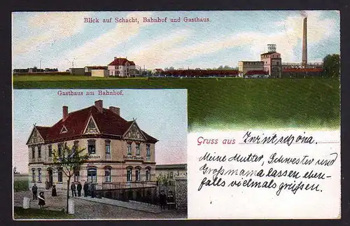 77451 AK Dieskau Gasthaus am Bahnhof Zwintschöna Schacht Bergbau 1907