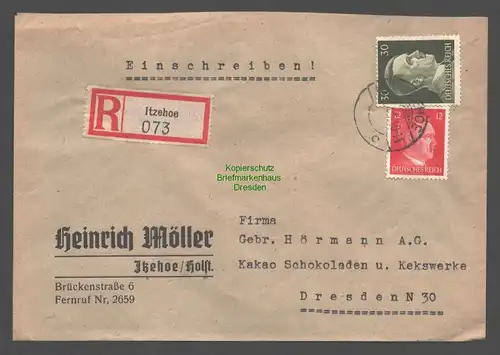 B9438 R-Brief Gebr. Hörmann A.-G. Itzehoe  1943 Heinrich Möller